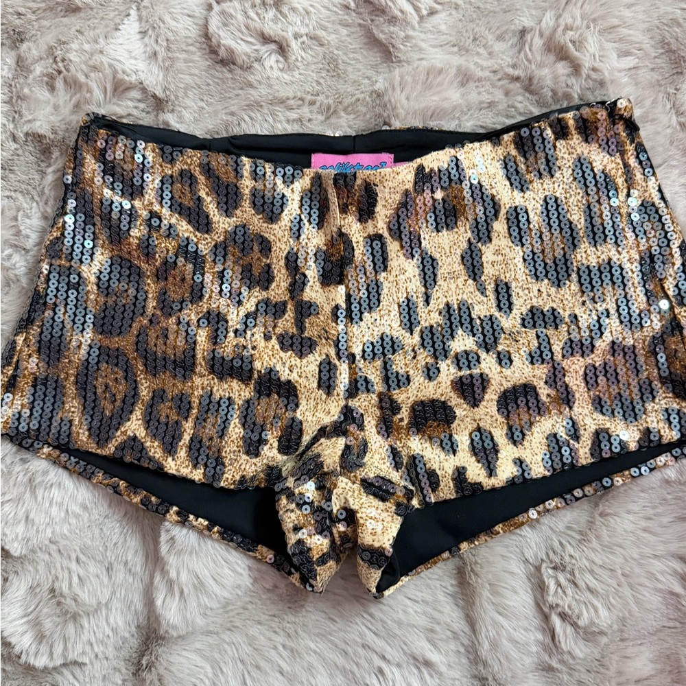 Edikted leopard sequin shorts